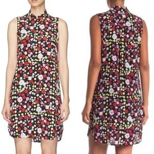 Equipment Janna 100% Silk floral grid print silk sleeveless shirt dress Size SP
